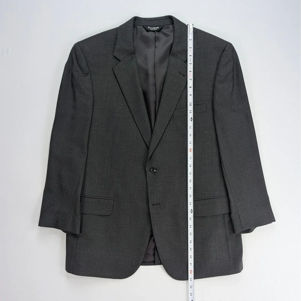 🧥 Jos A Bank Signature 100% Wool Blazer Charcoal Gray 44R Classic
